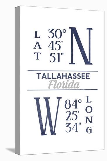 Tallahassee, Florida - Latitude and Longitude (Blue)-Lantern Press-Stretched Canvas