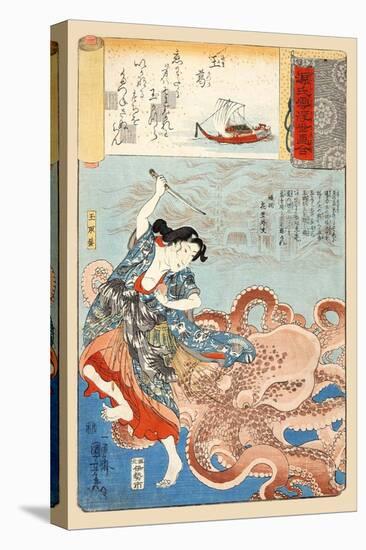 Tamakatzura Tamatori Attacked By The Octopus-Utagawa Kuniyoshi-Stretched Canvas