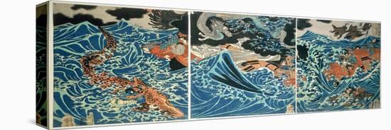 Tametomo's Shipwreck, Pub. C.1836, (Colour Woodblock Print)-Kuniyoshi Utagawa-Premier Image Canvas
