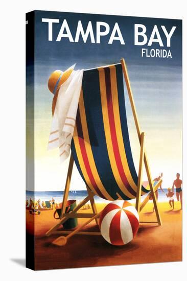 Tampa Bay, Florida - Beach Chair and Ball-Lantern Press-Stretched Canvas