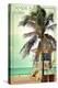 Tampa Bay, Florida - Lifeguard Shack and Palm-Lantern Press-Stretched Canvas
