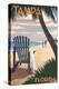 Tampa, Florida - Adirondack Chair on the Beach-Lantern Press-Stretched Canvas