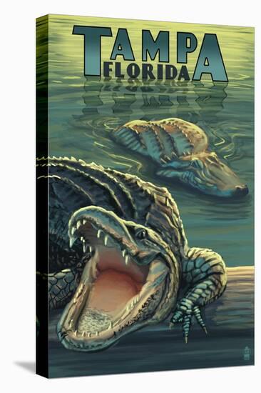 Tampa, Florida - Alligators-Lantern Press-Stretched Canvas