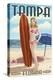 Tampa, Florida - Pinup Girl Surfing-Lantern Press-Stretched Canvas