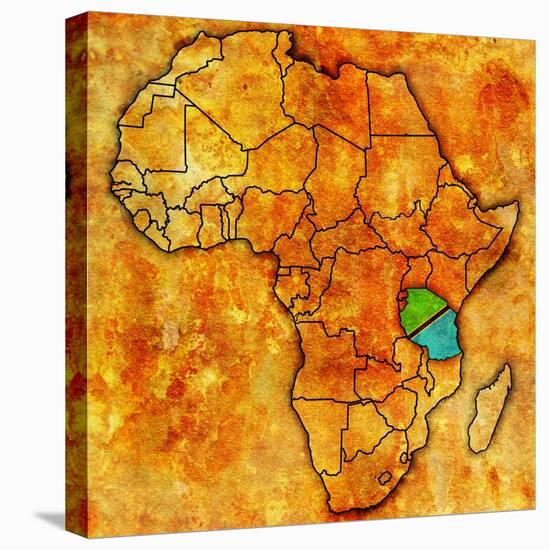 Tanzania on Actual Map of Africa-michal812-Stretched Canvas