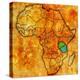 Tanzania on Actual Map of Africa-michal812-Stretched Canvas