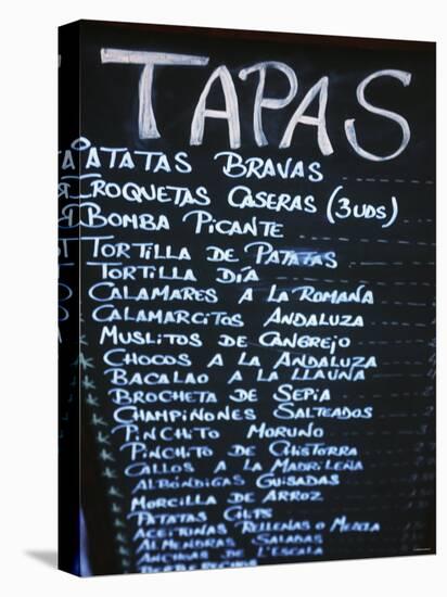 Tapas Menu on Blackboard in a Bar-Martin Skultety-Premier Image Canvas