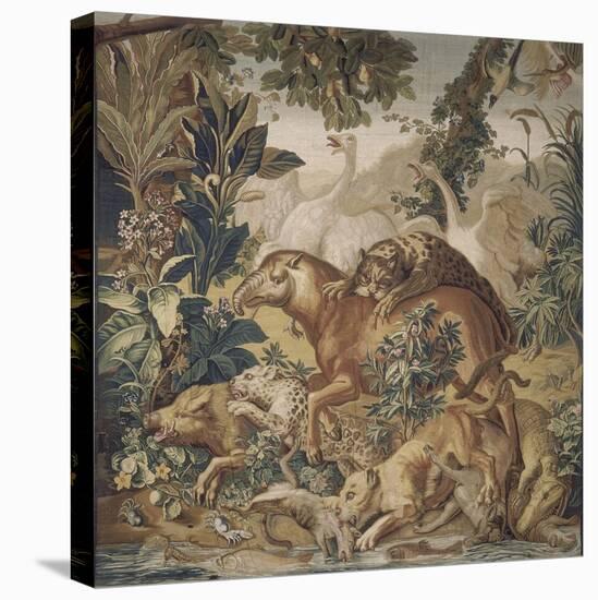 Tapisserie de la Suite des Indes : le Combat d'animaux.-null-Premier Image Canvas