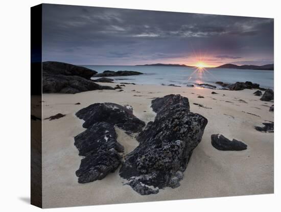 Taransay at Sunset from the Rocky Shore at Scarista, Isle of Harris, Outer Hebrides, Scotland, UK-Lee Frost-Premier Image Canvas