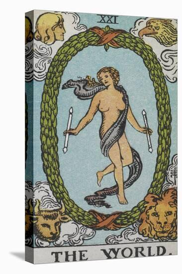 Tarot Card With a Woman Floating Inside a Wreath Of Green Leaves With the Head Of a Man-Arthur Edward Waite-Premier Image Canvas
