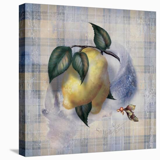 Tartan Fruit, Lemon-Alma Lee-Stretched Canvas
