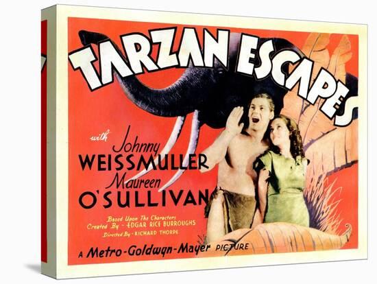 Tarzan Escapes, from Left: Johnny Weissmuller, Maureen O'Sullivan, 1936-null-Stretched Canvas