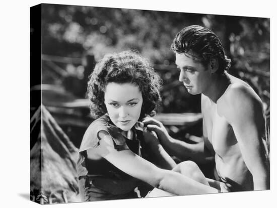 Tarzan Escapes, from Left: Maureen O'Sullivan, Johnny Weissmuller, 1936-null-Stretched Canvas