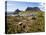 Tasmania, Peaks of Cradle Mountain and Wallaby Running Through Bush on Overland Track, Australia-Christian Kober-Premier Image Canvas