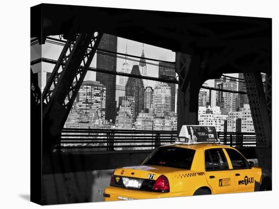 Taxi on the Queensboro Bridge, NYC-Michel Setboun-Stretched Canvas