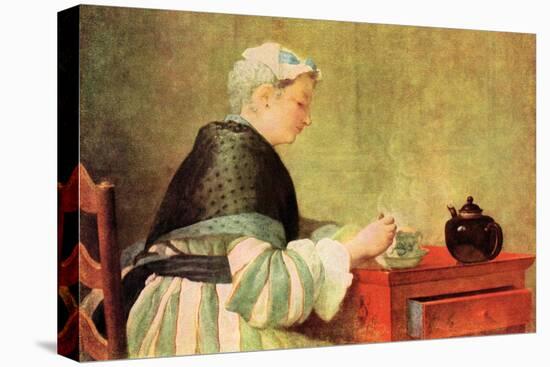 Tea Drinker-Jean-Baptiste Simeon Chardin-Stretched Canvas