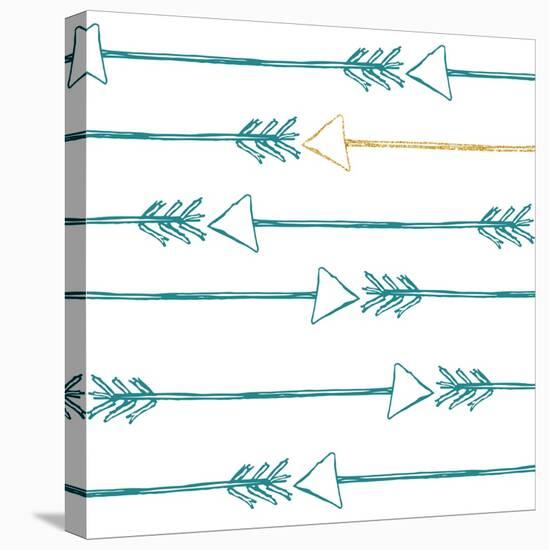 Teal and Gold Arrows-null-Stretched Canvas