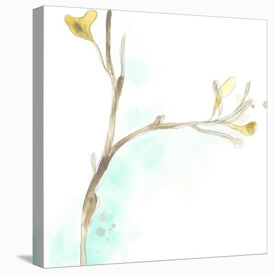 Teal and Ochre Ginko IV-June Vess-Stretched Canvas