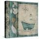 Teal Floral Bath Mate-Jace Grey-Stretched Canvas