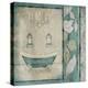 Teal Floral Bath-Jace Grey-Stretched Canvas