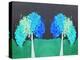 Teal Green Folksy Trees-Ruth Palmer-Stretched Canvas