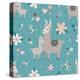 Teal Mama Llama Pattern-Lisa Norris Artworks-Stretched Canvas