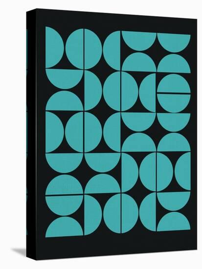 Teal Mid Century Composition-Eline Isaksen-Stretched Canvas