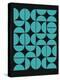 Teal Mid Century Composition-Eline Isaksen-Stretched Canvas