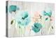 Teal Poppies on Wood-Lanie Loreth-Stretched Canvas