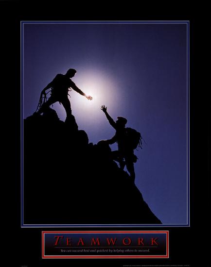 Teamwork: Climbers-null-Stretched Canvas