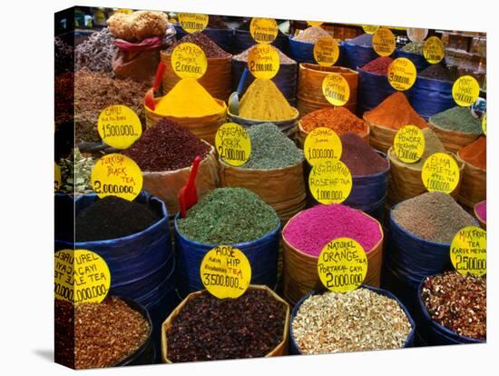 Teas and Spices at Spice Bazaar, Istanbul, Turkey-Greg Elms-Premier Image Canvas