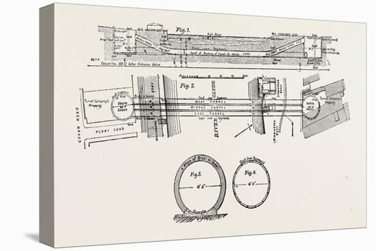 Technical Drawing of the Tunnel under the River Clyde at Glasgow, UK, 1890-null-Premier Image Canvas