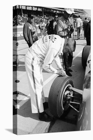 Technician Checking Tyre Wear, Indianapolis, Indiana, USA, 1965-null-Premier Image Canvas