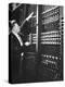 Technician Manipulating 1 of Hundreds of Dials on Panel of IBM's Room Size Eniac Computer-Francis Miller-Premier Image Canvas