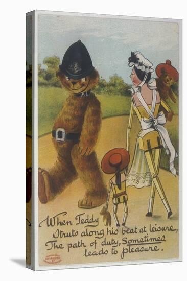 Teddy Bear Policeman Eyes Nurse, Who is Carrying Another Teddy-null-Stretched Canvas