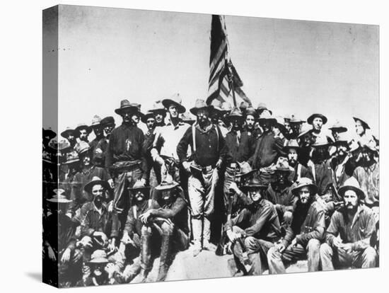 Teddy's Colts/Rough Riders, Standing with Col. Theodore Roosevelt on hill of Battle of San Juan-William Dinwiddie-Premier Image Canvas