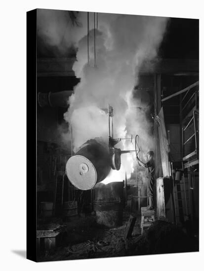 Teeming (Pouring) Molten Iron at Edgar Allens Steel Foundry, Sheffield, South Yorkshire, 1964-Michael Walters-Premier Image Canvas