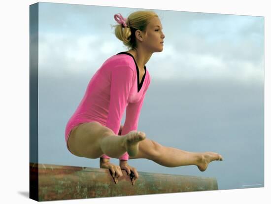 Teen Gymnast Cathy Rigby Performing on Balance Beam-John Dominis-Premier Image Canvas