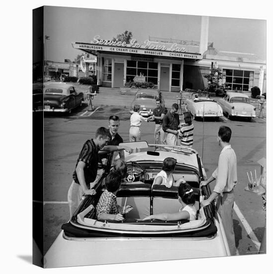 Teenagers Hanging Out at the Local Drive In-Hank Walker-Premier Image Canvas