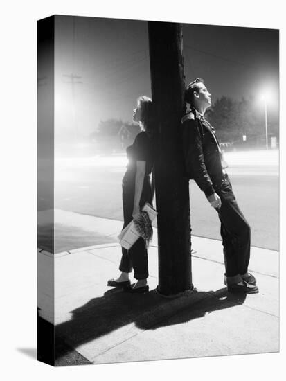 Teenagers Leaning on Utility Pole-Bettmann-Premier Image Canvas