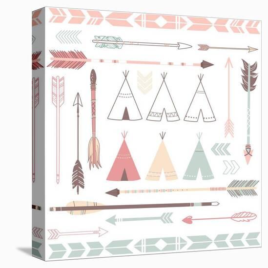 Teepee Tents And Arrows Collection - Hipster Style-Alisa Foytik-Stretched Canvas