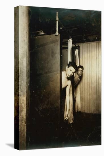 Telegraph boys using shower baths, Postal Tel. Co., Broadway, New York, 1910-Lewis Wickes Hine-Premier Image Canvas