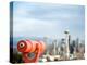 Telescope with View of Seattle Skyline in Distance, Kerry Park, Seattle, Washington State, USA-Aaron McCoy-Premier Image Canvas