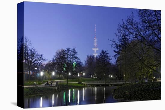Television Tower, Seen from From Planten Un Blomen, Dusk, Hanseatic City of Hamburg, Germany-Axel Schmies-Premier Image Canvas