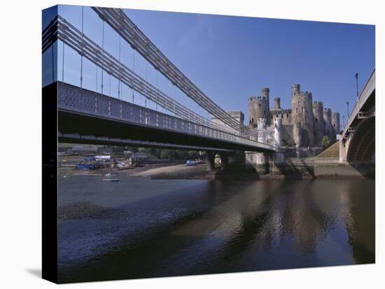 Telford Suspension Bridge, Opened in 1826, Crossing the River Conwy with Conwy Castle, Beyond-Nigel Blythe-Premier Image Canvas