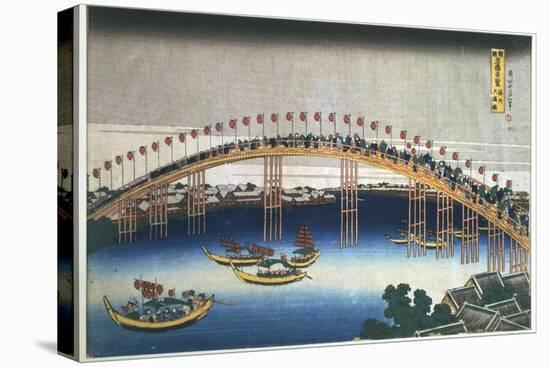 Temma Bridge, Osaka, Japan, 1830-Katsushika Hokusai-Premier Image Canvas