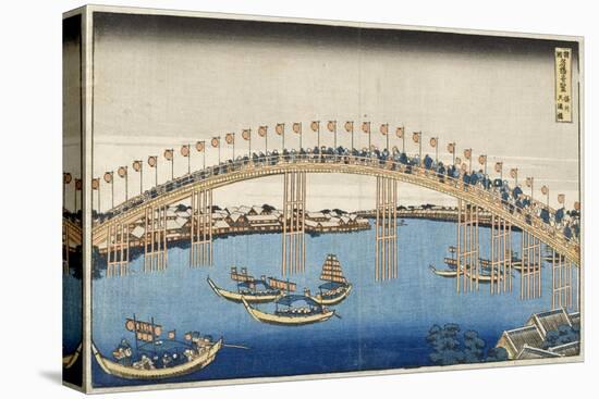 Temma Bridge, Settsu Province, Series Wondrous Views of Famous Bridges, Various Provinces, c.1835-Katsushika Hokusai-Premier Image Canvas