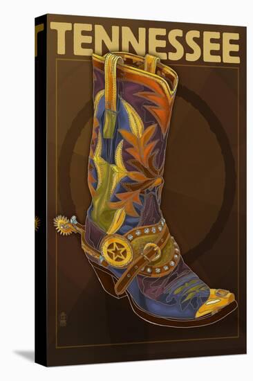 Tennessee - Cowboy Boot-Lantern Press-Stretched Canvas