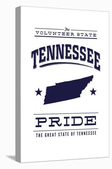 Tennessee State Pride - Blue on White-Lantern Press-Stretched Canvas