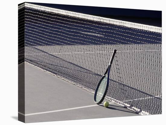 Tennis Racquet Against Net with Ball-Mitch Diamond-Premier Image Canvas